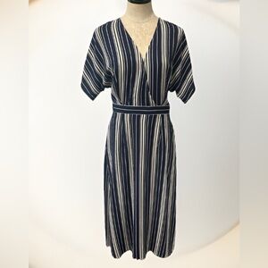 Grifflin Paris Striped Navy and White Wrap Dress Size M